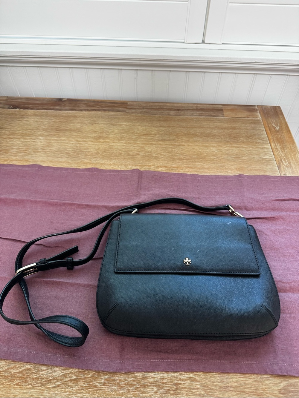 Tory Burch Black Saffiano Leather Crossbody Bag